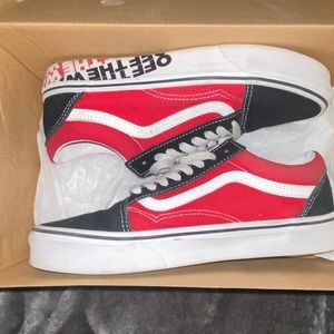 Black and Red Low Top Vans